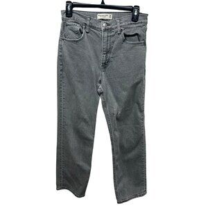 Abercrombie & Fitch Ultra High Rise Ankle Straight Jeans 28 Gray Cotton Blend